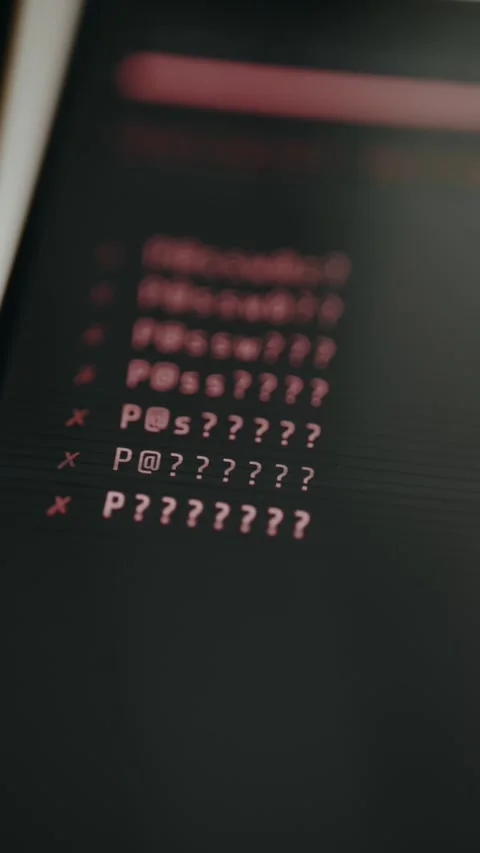 A series of failed attempts to guess a password, cybersecurity concept Stock Footage 333374639