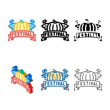 Series fall festivals autumn color icon vector Stock Illustration