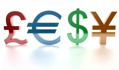 A series of global currency symbols on withe background Stock Illustration