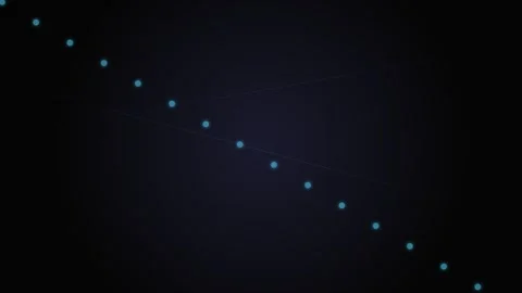 A series of glowing cyan dots arranged in a straight diagonal line pattern Stock Footage 339619367