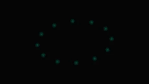 A series of glowing teal dots arranged in an elliptical orbit on black back.. 스톡 동영상 339614714