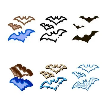 Series halloween bat icon vector outline Stock Illustration