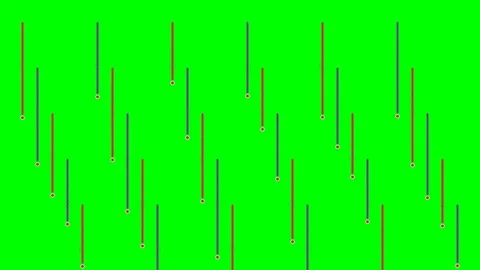 A series of hanging vertical lines with circular ends on a green background Stock-Footage 340267300