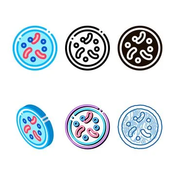 Series illness disease bacteria vector thin line icon Stock Illustration