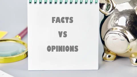A series of images illustrating the difference between facts and opinions using Stock Footage 340778384