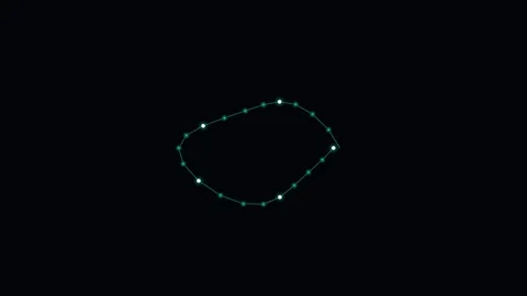 A series of interconnected green dots forming an open elliptical path on blac 스톡 동영상 338312031