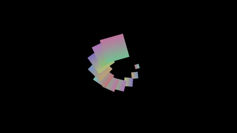 A series of iridescent translucent squares arranged in a circular spiral Video stock 335117333