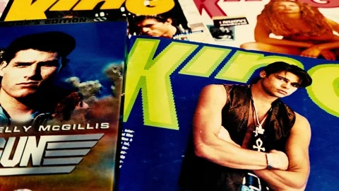 A series of issues of the 90s King magazine and two DVDs Stock Footage 312878275