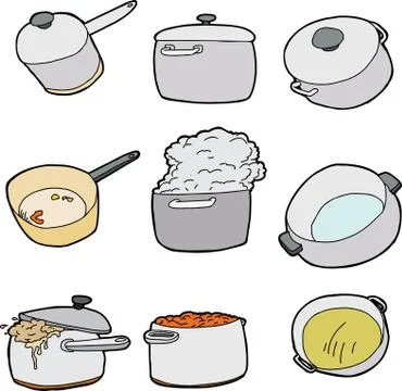 Series of kitchen pots Stock Illustration
