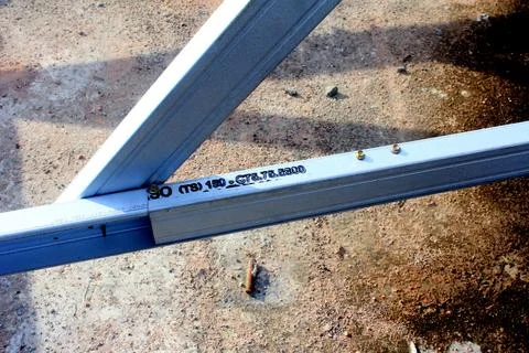 A series of light steel structure installers for buildings. 写真素材
