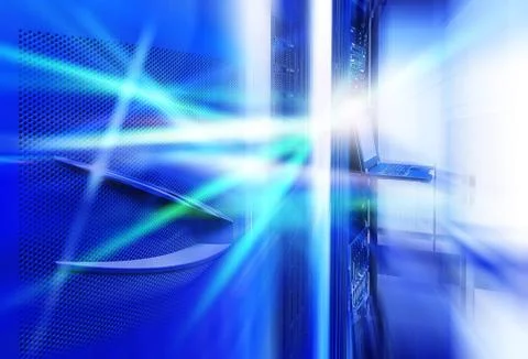 Series mainframe in a futuristic representation of light streams Stock Photos