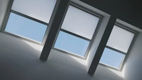 A series of motorized skylights deploy their shading systems to maximize na.. 스톡 동영상 286256888