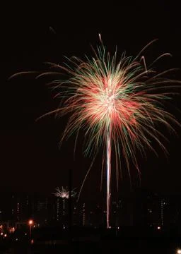 Series of multi-colored fireworks Stock Photos