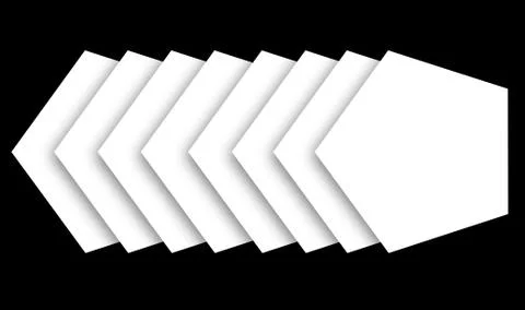 Series of pentagons overlaps soft shadow on black prints ready Stock Illustration