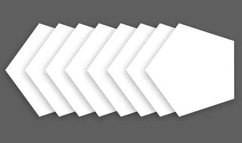 Series of pentagons overlaps soft shadow on gray prints ready Stock Illustration