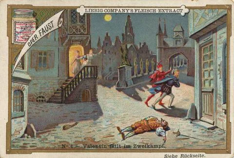 Series of pictures Opera Faust Valentin falls in a duel digitally restored Stock Illustration