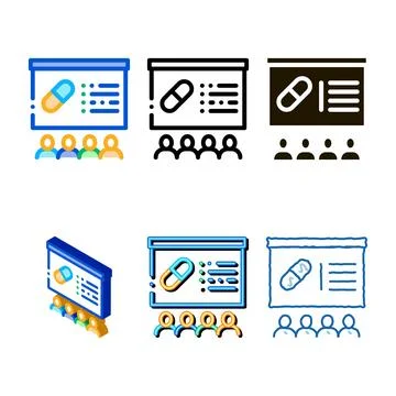 Series pills blackboard icon vector outline Stock Illustration