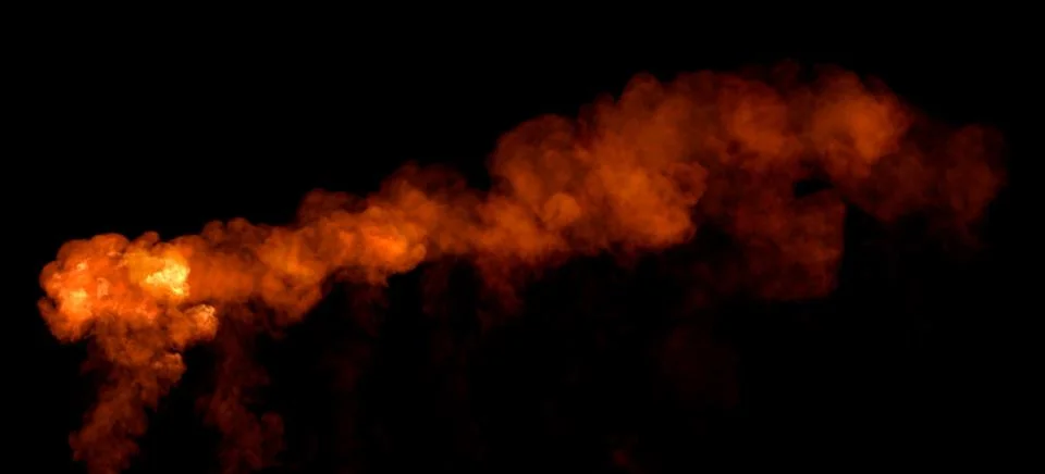Series of powerful bangs with flames, isolated - object 3D illustration Stock Illustration