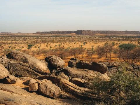 A series of rock formations between Kiffa and Ayoun, Mauritania, Sahara Desert, Stock Photos
