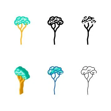Series rubber tree jungle amazon color icon vector Stock Illustration