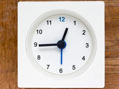 Series of the sequence of time on the simple white analog clock , 4/48 Stock Photos