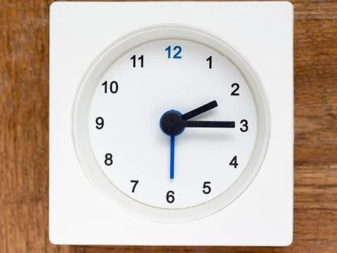 Series of the sequence of time on the simple white analog clock , 10/48 Stock Photos