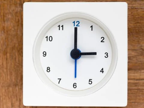 Series of the sequence of time on the simple white analog clock , 13/48 Stock Photos