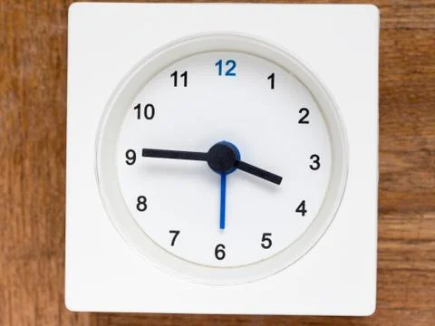 Series of the sequence of time on the simple white analog clock , 16/48 Stock Photos