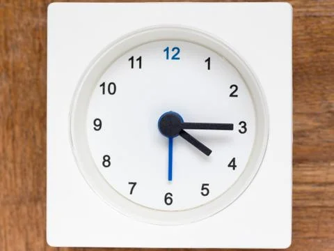 Series of the sequence of time on the simple white analog clock , 18/48 Stock Photos