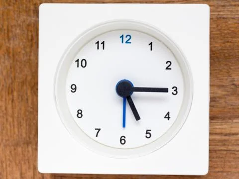 Series of the sequence of time on the simple white analog clock , 22/48 Stock Photos