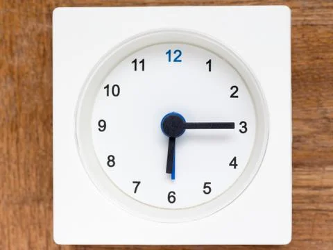 Series of the sequence of time on the simple white analog clock , 26/48 Stock Photos