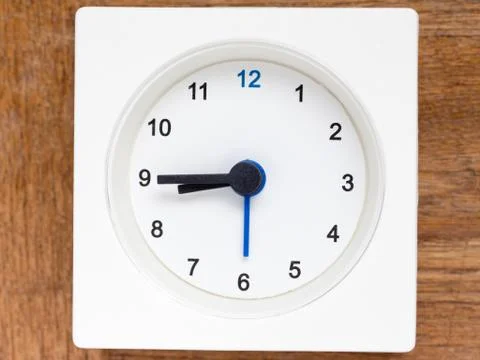 Series of the sequence of time on the simple white analog clock , 36/48 Stock Photos