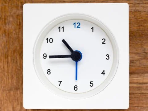 Series of the sequence of time on the simple white analog clock , 44/48 Stock Photos