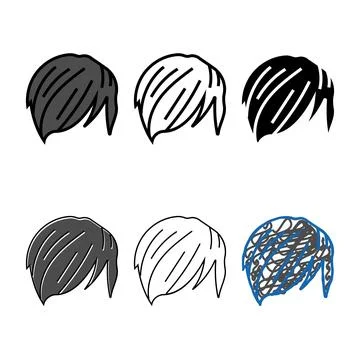 Series side swept bangs emo color icon vector Stock Illustration