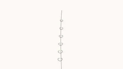 A series of small circular loops aligned along a vertical line on white Vídeo Stock 336263188