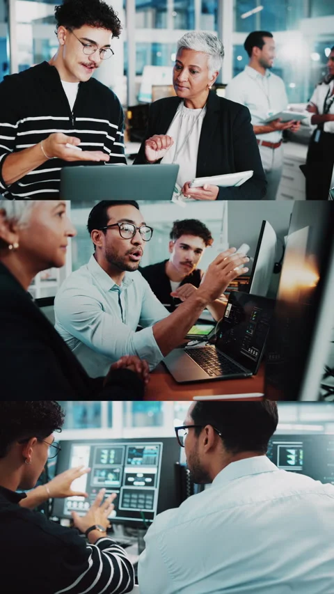 Series, teamwork and web development with programmer people in office for Stock Footage 333253253