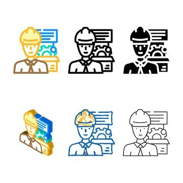 Series technical sales engineer worker color icon vector Stock Illustration