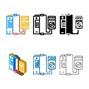 Series testing battery color icon vector 库存插图