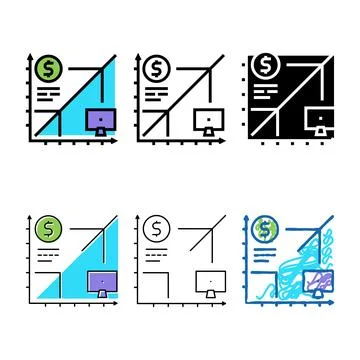 Series working time with computer color icon vector Stock Illustration