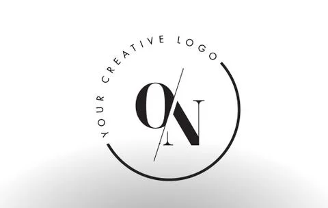 ON Serif Letter Logo Design with Creative Intersected Cut. Stock Illustration