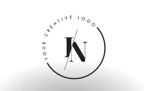 IN Serif Letter Logo Design with Creative Intersected Cut. Stock-Illustration