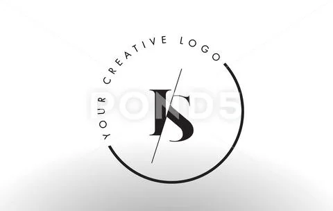 IS Serif Letter Logo Design with Creative Intersected Cut.: Graphic ...