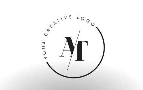AT Serif Letter Logo Design with Creative Intersected Cut. Stock Illustration