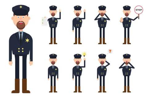 Seriff character in different position and emotions vector illustration Stock Illustration
