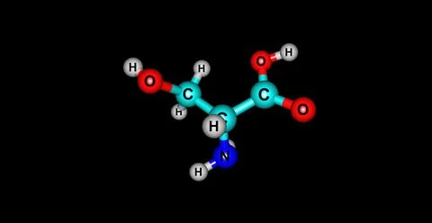 Serine molecular structure isolated on black Stock Illustration