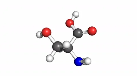 Serine molecule, rotating model Stock Footage 51353547