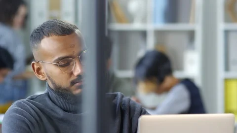 Serious Afro-American Software Developer Posing Stock Footage 111056633