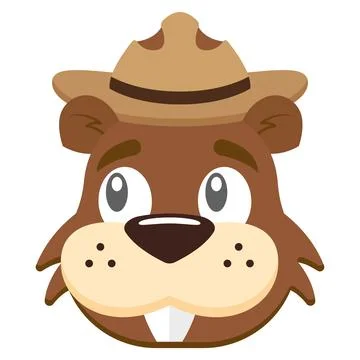 Serious beaver with hat. Vector Stock Illustration