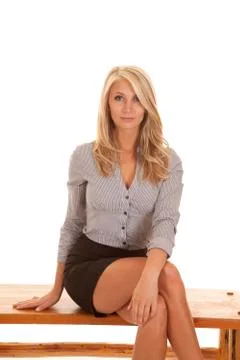 Serious bench sit Stock Photos