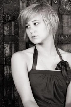 Serious blond Foto stock